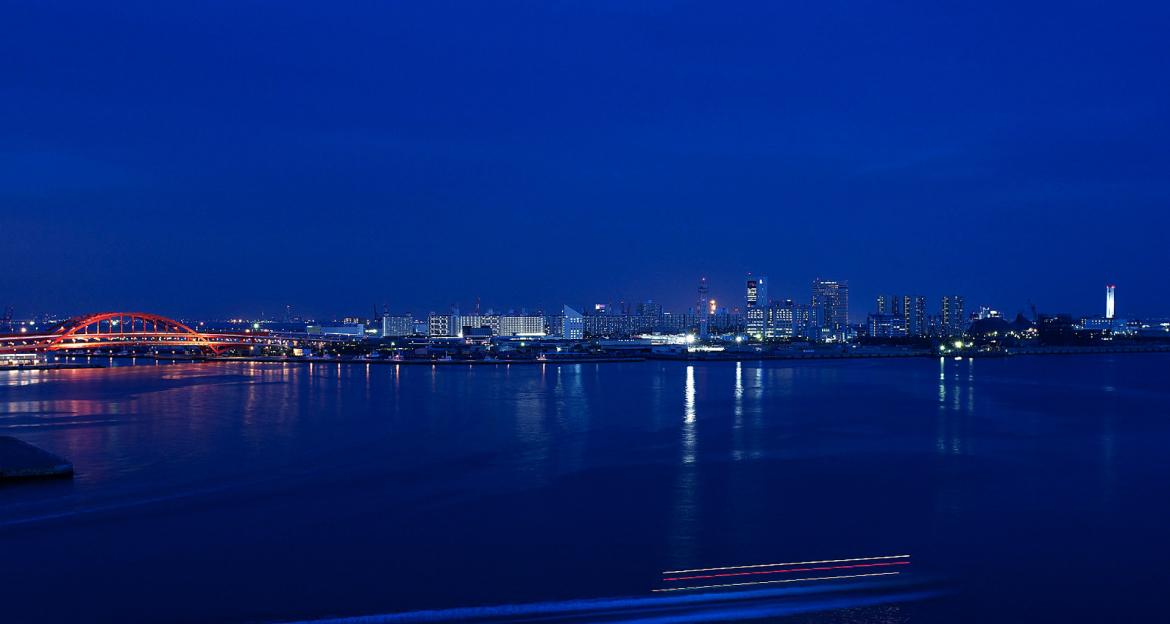 写真：南側から見える神戸の夜の海